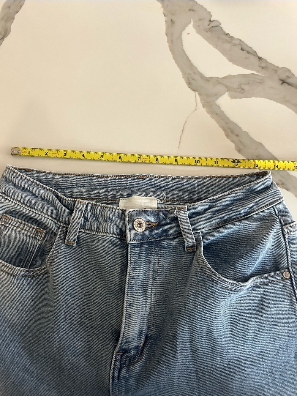 Easy Clothes Size 26 High-Waist Wide-Leg Heart Patch Jeans - Light Blue - Picture 3 of 8